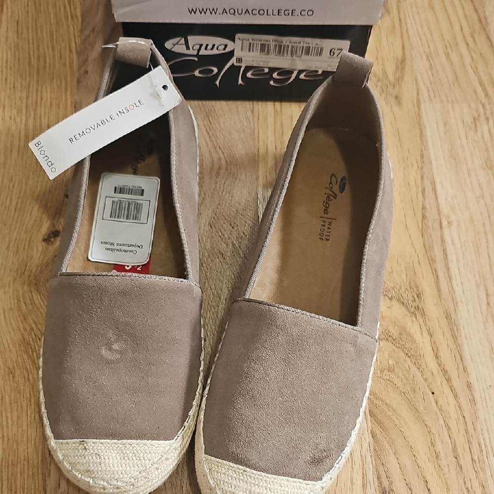 Aqua Brown and Cream Espadrilles